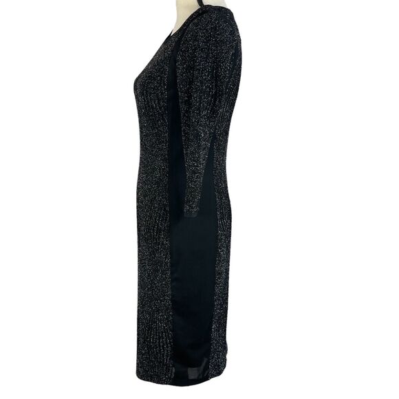 Joseph Ribkoff SZ 6 Bodycon Dress Scoop Neck 3/4 Sleeve Stretch Sparkly Glitter - Picture 6 of 10